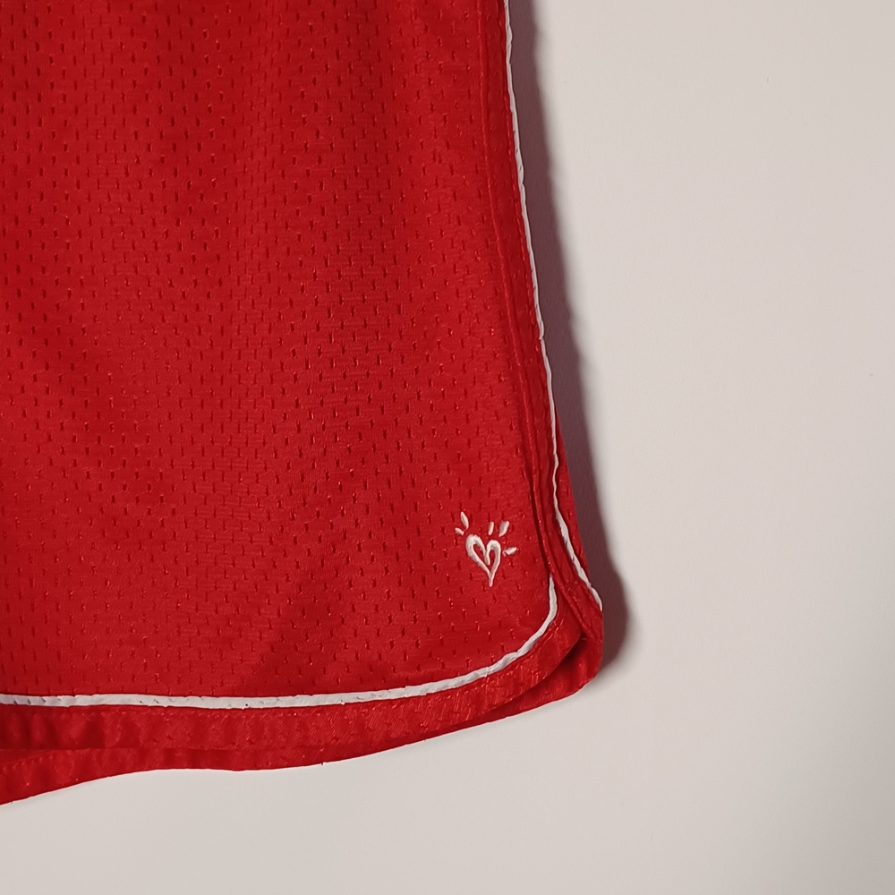 Justice Girls Red Breathable Shorts Size 14 Activewear Embroidered Heart - Picture 2 of 7